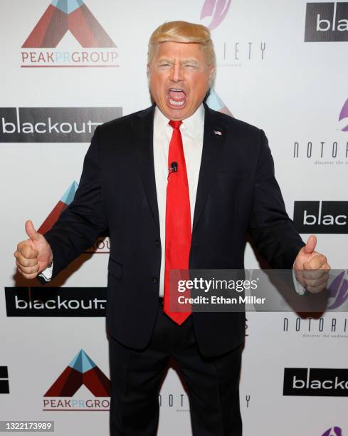 Actor, comedian, writer and impressionist John Di Domenico as former U.S. President Donald Trump attends the "One Night Only of Great Comedy" show at...