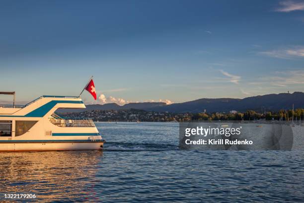 tour boat on lake zurich - lake zurich stock pictures, royalty-free photos & images
