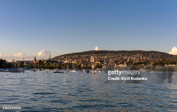 summer evening in zurich - lake zurich stock pictures, royalty-free photos & images
