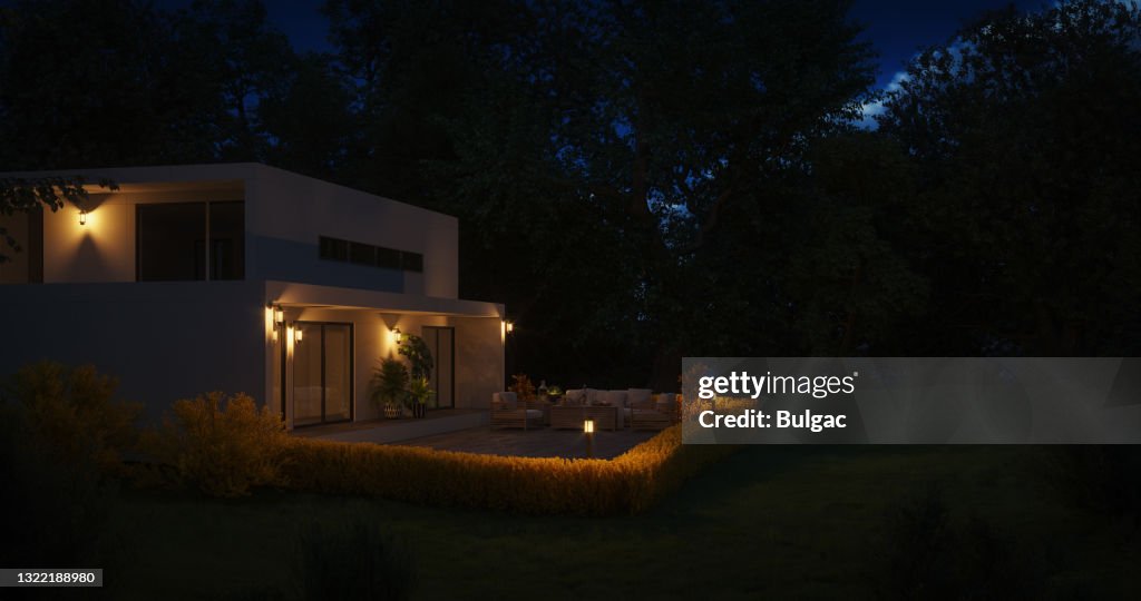 Moderne Familienvilla (Nacht)