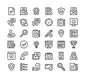 Check mark line icons. Vector thin line design. Approval, verified, warranty, test, online survey, quality control concepts. Premium quality. Modern linear elements, simple outline symbols collection. Pixel perfect. Vector check mark icons set