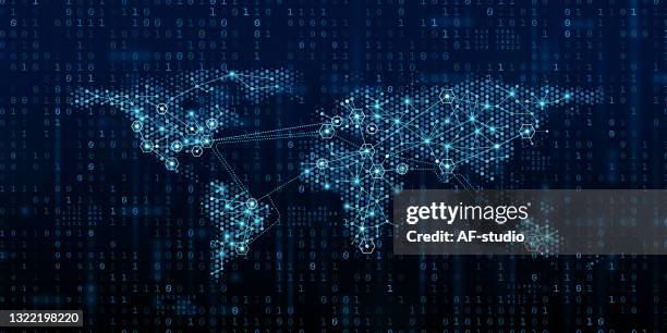 binary background with world map - global security stock illustrations