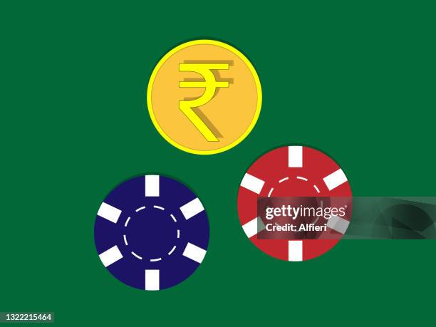 betting on rupee - chips on table stock illustrations