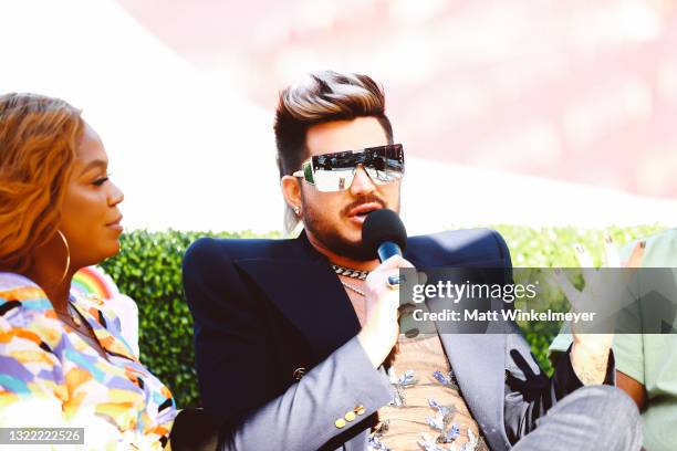 Adam Lambert speaks onstage during the OUTLOUD: Raising Voices Concert Series at Los Angeles Memorial Coliseum on June 06, 2021 in Los Angeles,...