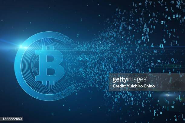 bitcoin formed by binaries - bitcoin stock pictures, royalty-free photos & images