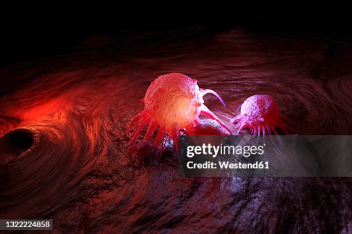 Cancer Cell With Ruler Three Dimensional Render Of Cancer Cells High-Res Vector Graphic ...