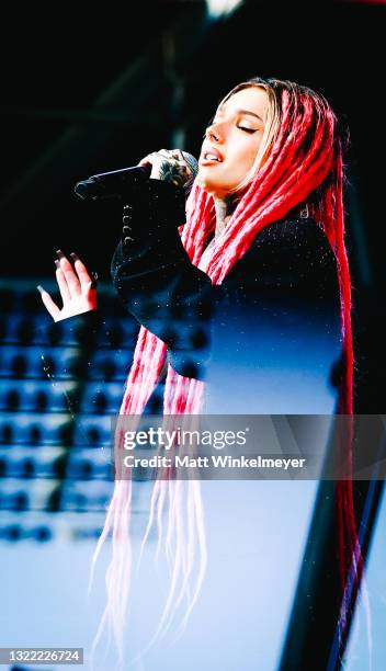 Zhavia Ward performs onstage during the OUTLOUD: Raising Voices Concert Series at Los Angeles Memorial Coliseum on June 06, 2021 in Los Angeles,...