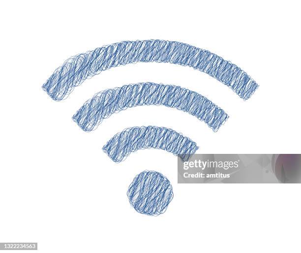 stockillustraties, clipart, cartoons en iconen met wifi pictogram krabbel - wap