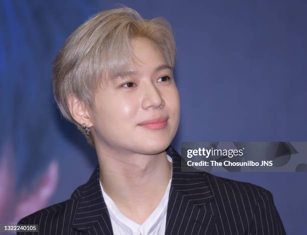 Taemin of SuperM attends the press conference at Dragon City Hotel on October 02, 2019 in Seoul, South Korea.