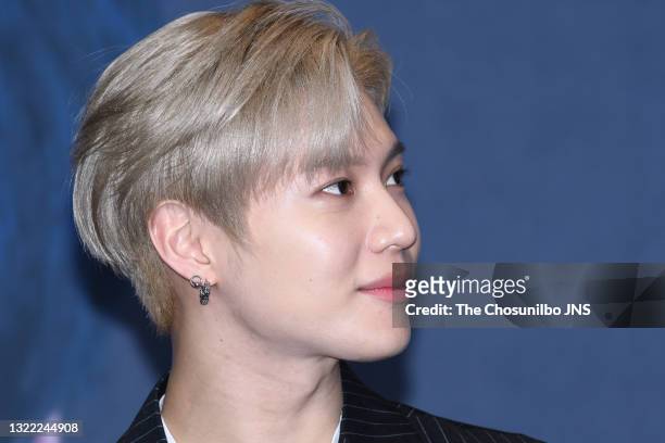Taemin of SuperM attends the press conference at Dragon City Hotel on October 02, 2019 in Seoul, South Korea.