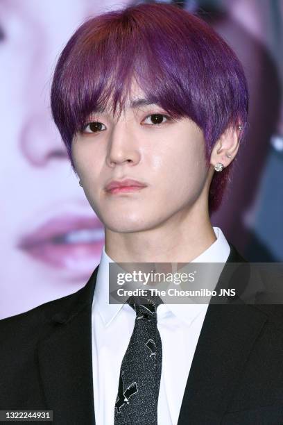 Taeyong of SuperM attends the press conference at Dragon City Hotel on October 02, 2019 in Seoul, South Korea.