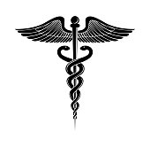 Medical caduceus symbol design illustration