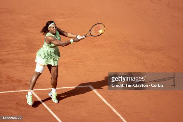 June 6. Serena Williams of the United States in action against Elena Rybakina of Kazakhstan on Court Philippe-Chatrier during the fourth round of the...