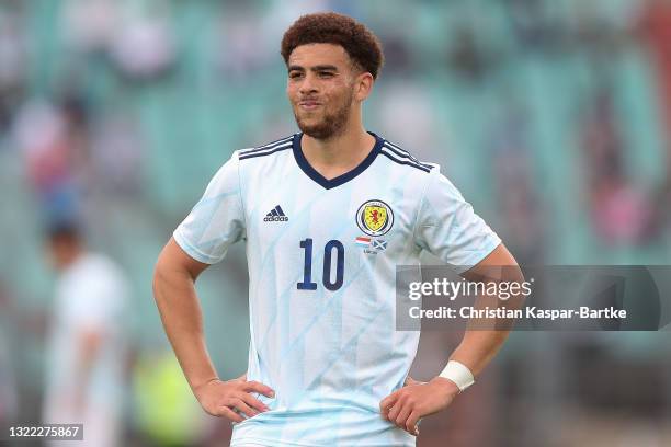 Che Adams of Scotland reacts during the international friendly match between Luxembourg and Scotland at Stade Josy Barthel on June 06, 2021 in...