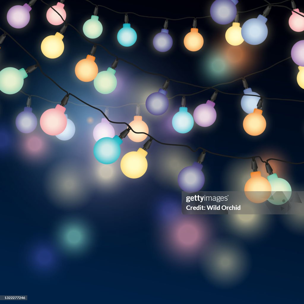 Led String Lighting Drawing String Lights Illustration High-Res Vector Graphic - Getty Images