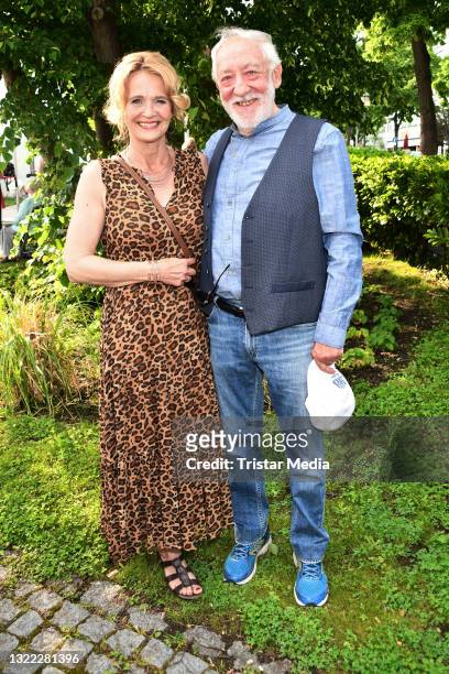Christiane Zander and Dieter Hallervorden attend the reopening of the Schlosspark Theater on June 6, 2021 in Berlin, Germany. Theatres and other...