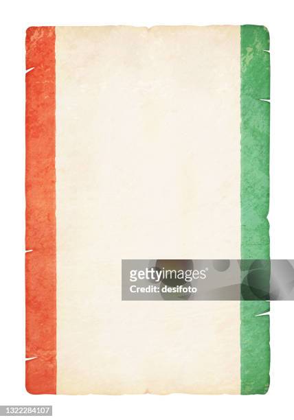 a blank empty old pale vertical vector illustration of tricolour painted bands, saffron or orange, off white or cream and green colours - tri color stock illustrations