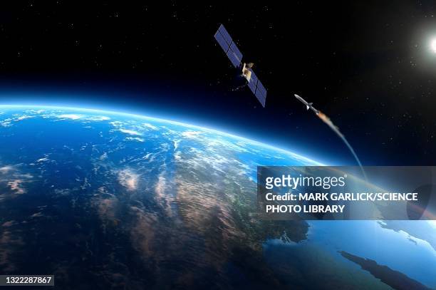 space warfare - satellite view stock illustrations