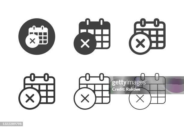 x markieren kalender-symbole - multi-serie - exakt stock-grafiken, -clipart, -cartoons und -symbole