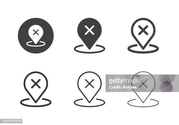 unconfirmed location icons - multi series - x marks the spot stock illustrations
