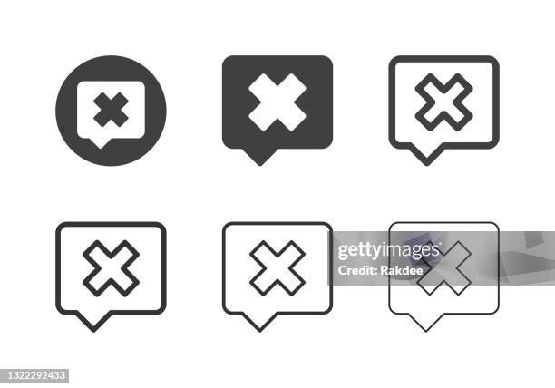 x marks square bubble icons - multi series - x marks the spot stock illustrations