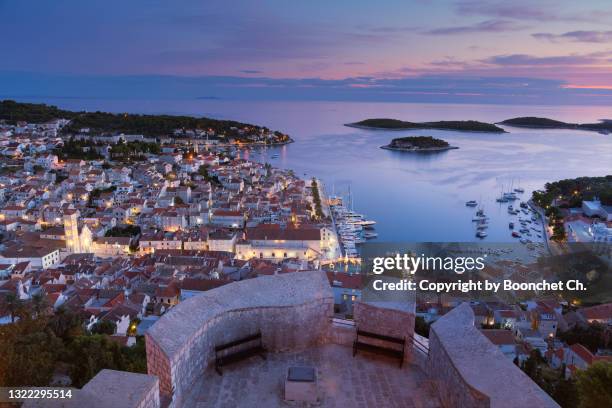 spanish fortress hvar island - hvar town stock pictures, royalty-free photos & images