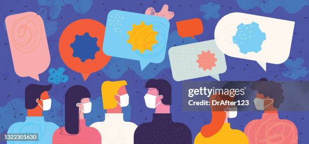 effective communication during coronavirus - social gathering covid stock illustrations
