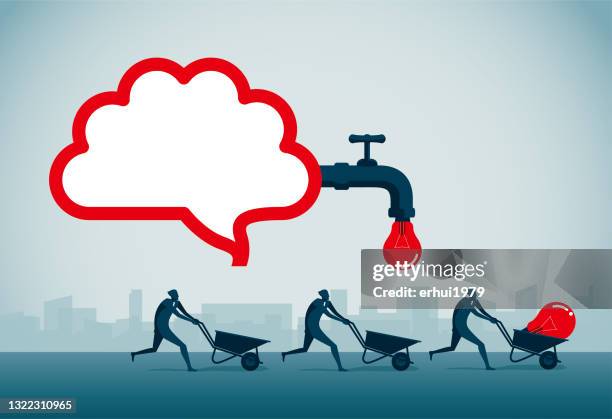 intelligence - pushing wheelbarrow stock illustrations
