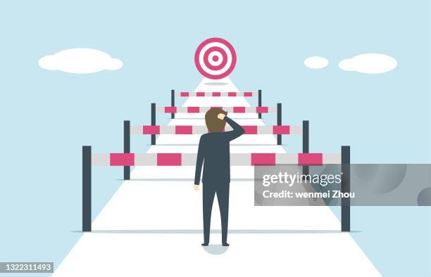 roadblock - hurdle stock illustrations