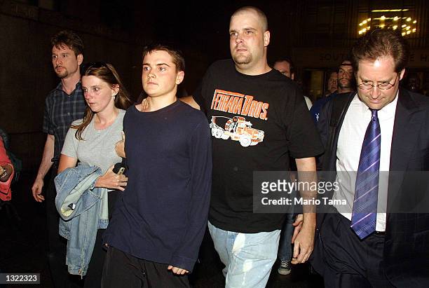 Actor Robert Iler, center, and his mother Helen leave Manhattan Criminal Court after posting bail July 4, 2001 in New York City. Iler, who plays A.J....