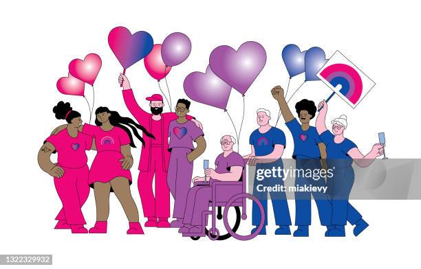 bildbanksillustrationer, clip art samt tecknat material och ikoner med hbtqia bisexuell pride-firande - bisexualitet