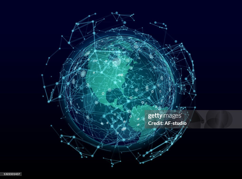 Abstract Network World Map Background