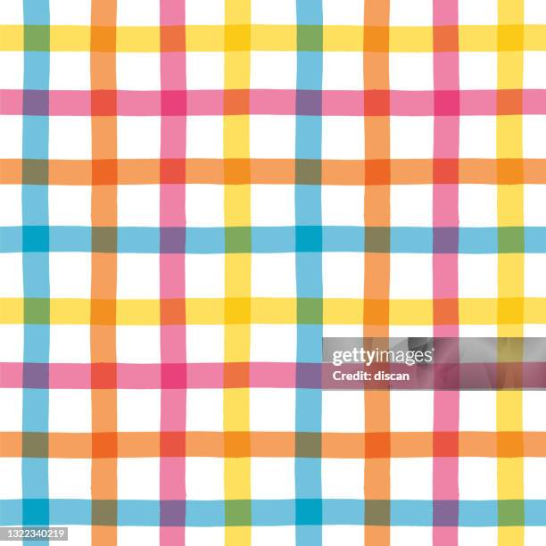 ilustrações de stock, clip art, desenhos animados e ícones de multicolored gingham pattern. vector bright print for fabric or wallpaper. stock illustration - guingão