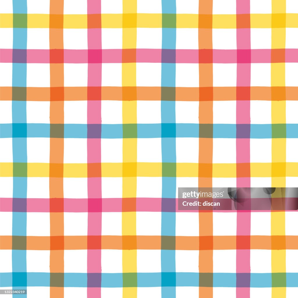 Multicolored Gingham Pattern. Vector bright print for fabric or wallpaper. Stock illustration