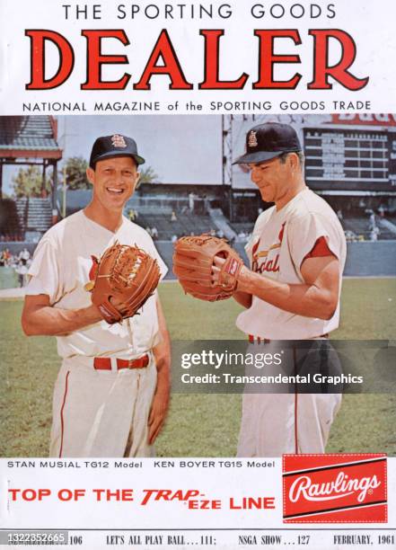 The cover of the Sporting Goods Dealer trade magazine, feature a portrait of Stan Musial and Ken Boyer, both of the St Louis Cardinals, St Louis,...