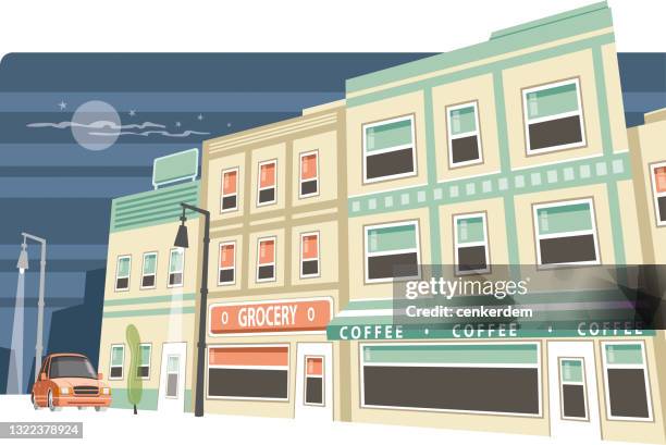 stockillustraties, clipart, cartoons en iconen met buurtwinkel - hometown