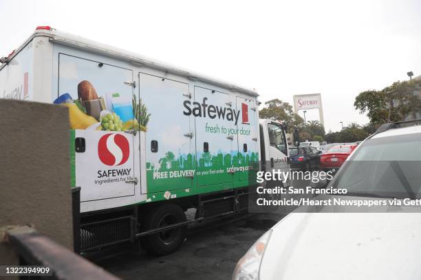 Safeway.com delivery truck is seen outside a Safeway on Market Street on Wednesday, January 6, 2021 in San Francisco, Calif.