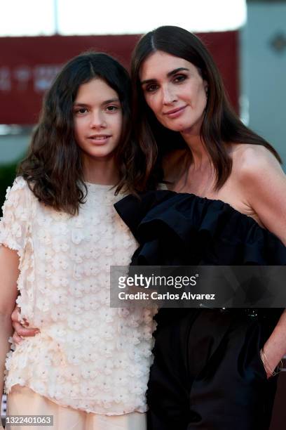 Paz Vega and Ava Salazar attend 'El Sustituto' premiere during the 24th Malaga Film Festival at the Miramar Hotel on June 07, 2021 in Malaga, Spain.