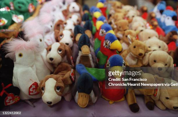 Table full of "new" Beanie Babies. Manufactgured by Ty Inc. Photo By Lea Suzuki /The Chronicle. ALSO RAN 9/18/02, 10/12/02