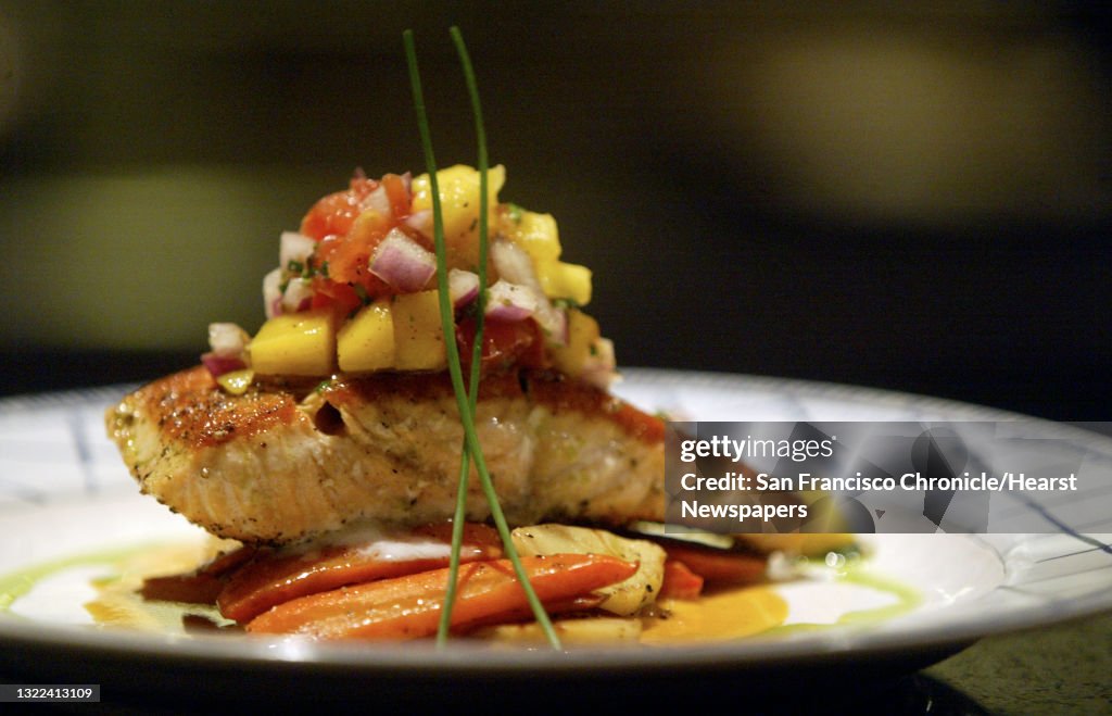 Watercress07_004_LS.jpg Pan Roasted Salmon with Parsnip/Carrot, Mango Salsa, Roasted Pepper Coulis. Restaurant review of Watercress, the new restaurant opened by Walter Liang and Rebecca Kwan in the site formerly occupied by their first restaurant, Wa