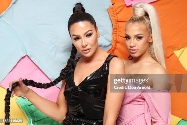 Tammy Hembrow greets friends during the Saski Collection event during Afterpay Australian Fashion Week 2021 '22 Collections at Meu Jardim Sydney on...