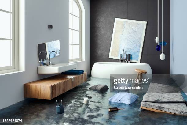 bathroom overflow - damaged stock pictures, royalty-free photos & images