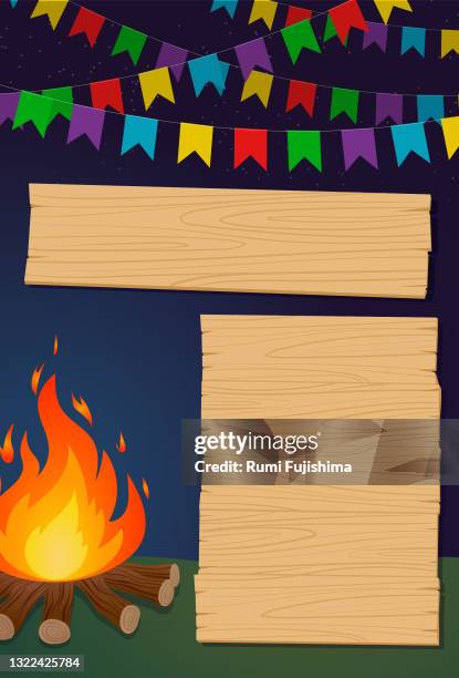 bonfire in junina festival - hispanic month stock illustrations