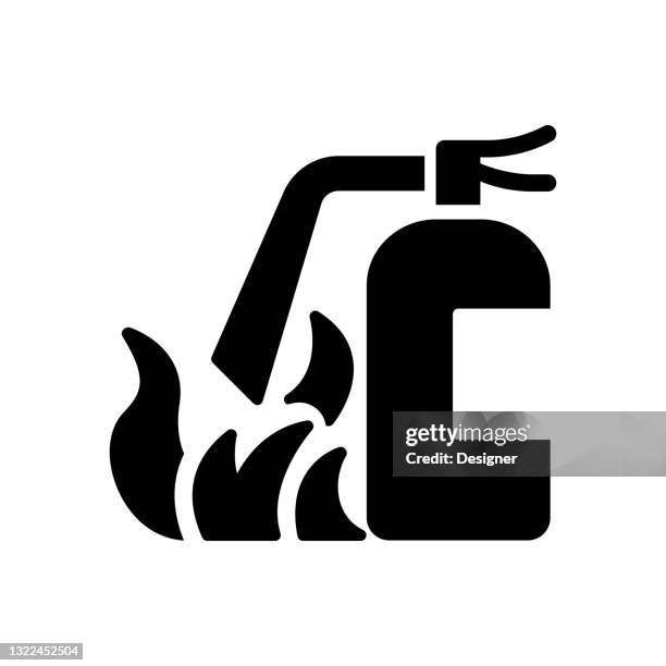 fire extinguisher icon, vector symbol illustration. - construction inspector stock illustrations