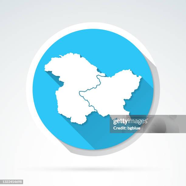 jammu and kashmir and ladakh map icon - flat design with long shadow - pakistani stock illustrations