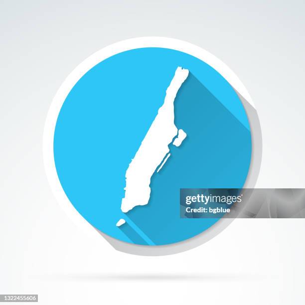 manhattan map icon - flat design with long shadow - manhattan map stock illustrations