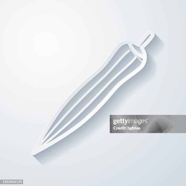 okra. icon with paper cut effect on blank background - okra stock illustrations