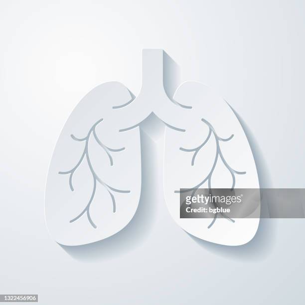 ilustraciones, imágenes clip art, dibujos animados e iconos de stock de pulmones. icono con efecto de corte de papel sobre fondo en blanco - medicamento para la alergia