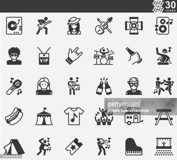 music festival ,concert festival ,event silhouette icons - stars and strings concert stock illustrations