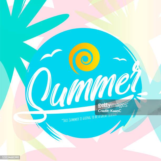 lettering composition of summer vacation on abstract background stock illustration - summer camp stock illustrations